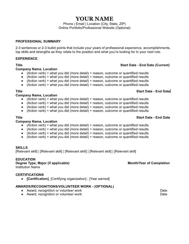 Second Bad Resume Template